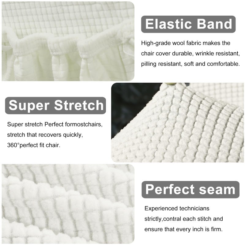 Lellen Bar Stool Covers Set of 2,Stretch Washable Bar Stool Seat Covers Removable Bar Chair Covers with Backs Counter Height Bar Stool Chair Covers for Kitchen Dining Room Cafeï¼ˆWhiteï¼‰ - Image 3